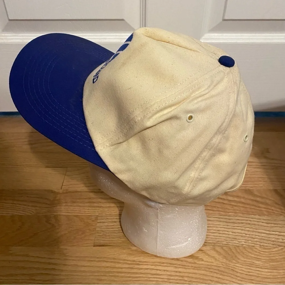 Vintage New Holland K Products Hat Blue Cream Snap Back